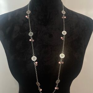 3 For $20! Silver and Pink Opera-Length Necklace with Beads
